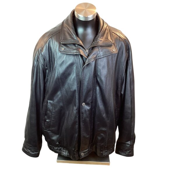Wilsons Leather Black Leather Mens 2X Moto Jacket With Zip Out Thinsulate Insula - Picture 2 of 16